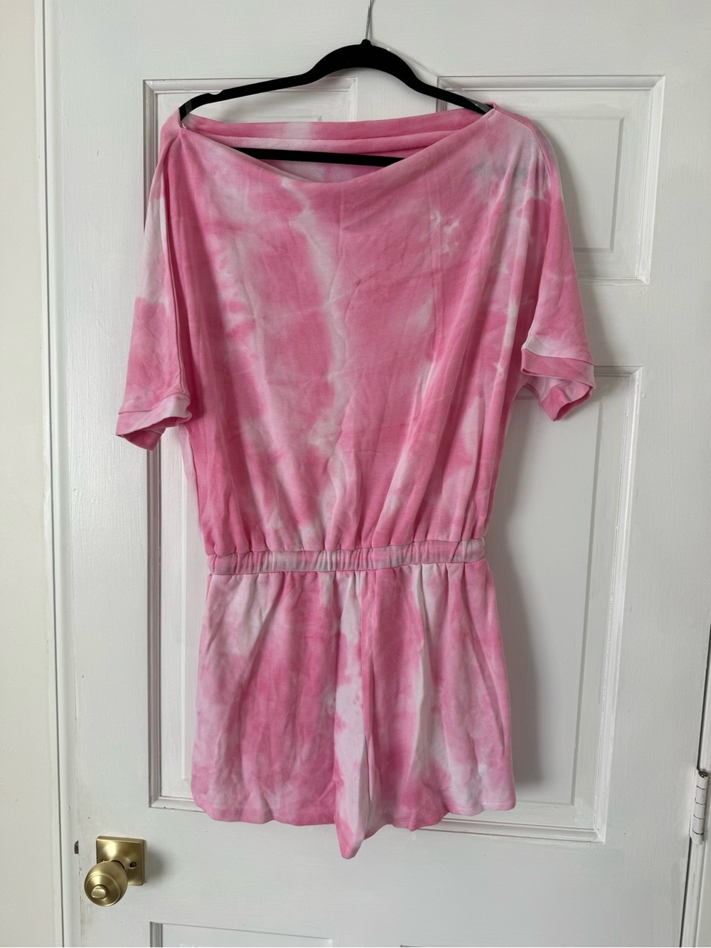 Pink Lily Pink & White Tie-Dye Short Sleeve Romper